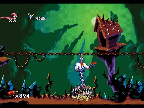 “Earthworm Jim,” Doug Tennapel, original concept, character designer and voice actor; Tommy Tallarico, composer; Steve Crow, lead artist; David Luehmann, producer, SEGA Genesis, 1994. Interplay Entertainment Corp.