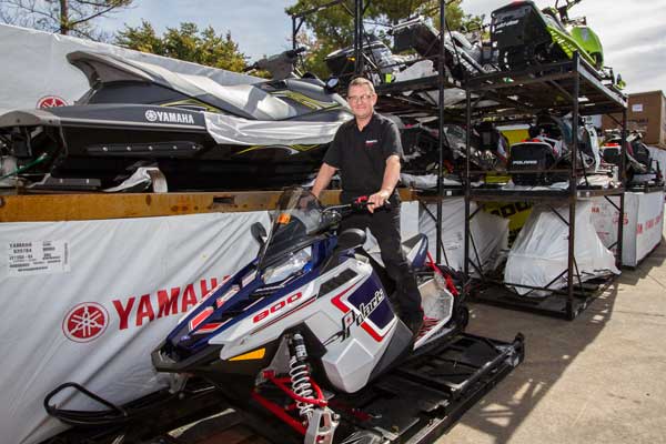 Snowmobiles can sustain more damage while stored over the summer than in use during the winter, said Dan Cunningham, shop foreman at Honda East in Maumee. Toledo Free Press photo by Christie Materni