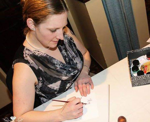 Laura Brown of Signature Scribe & Silhouettes said the bulk of her business is from harried brides with no time to address invitations. PHOTO COURTESY LAURA BROWN