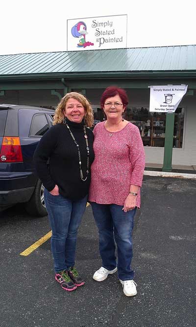 Dayna Kasten-Briggs, left, and her mother Sandy Kasten opened ceramics SHOP Simply Stated & Painted on Dec. 6. Kasten-Briggs died unexpectedly Dec. 14. Photo Courtesy Sandy Kasten